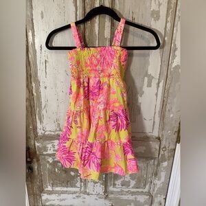 Lilly Pulitzer girl's Calla Yellow Violet Sea Smocked Sundress - Girl’s M